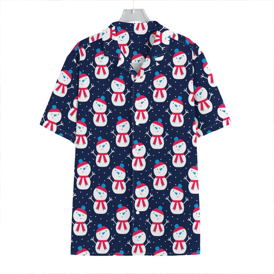Cute Snowman Pattern Print Hawaiian Shirt