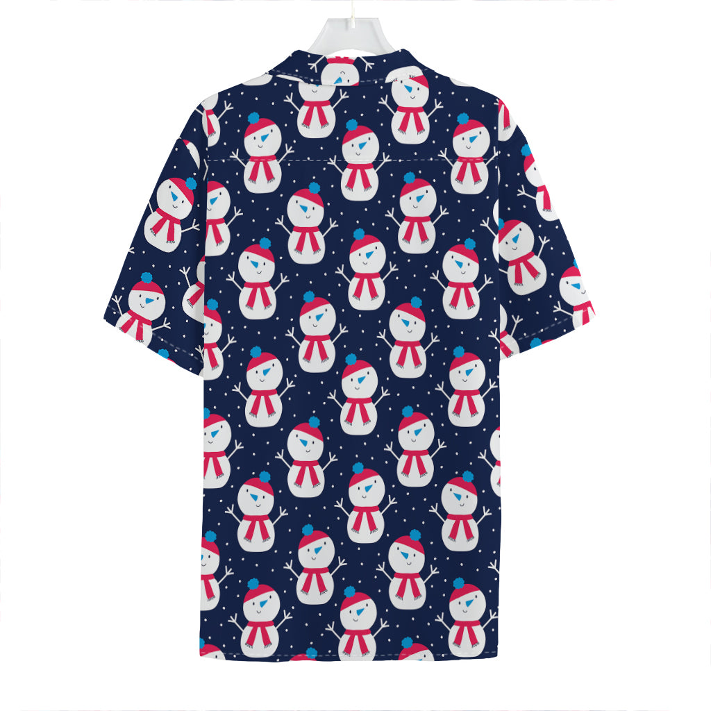 Cute Snowman Pattern Print Hawaiian Shirt