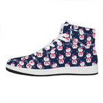 Cute Snowman Pattern Print High Top Leather Sneakers