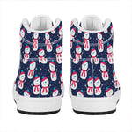 Cute Snowman Pattern Print High Top Leather Sneakers