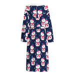 Cute Snowman Pattern Print Hooded Bathrobe