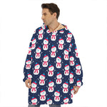 Cute Snowman Pattern Print Hoodie Blanket