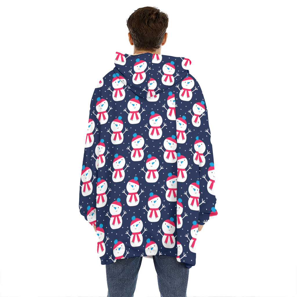 Cute Snowman Pattern Print Hoodie Blanket