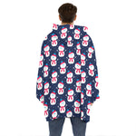 Cute Snowman Pattern Print Hoodie Blanket