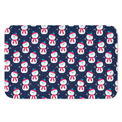 Cute Snowman Pattern Print Indoor Door Mat