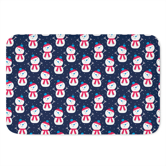 Cute Snowman Pattern Print Indoor Door Mat