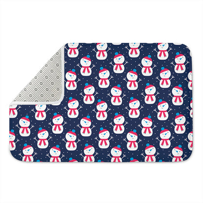 Cute Snowman Pattern Print Indoor Door Mat