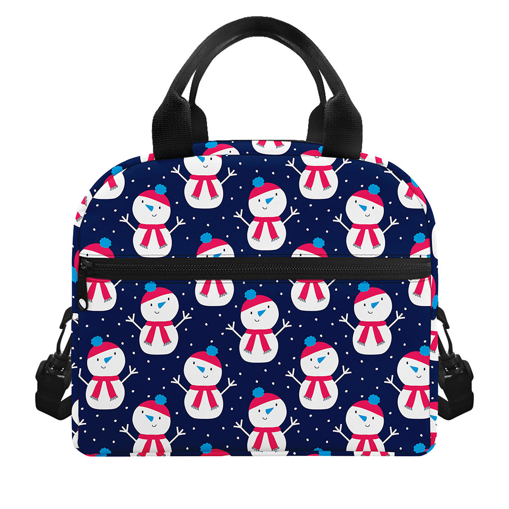 Cute Snowman Pattern Print Insulated Lunch Bag