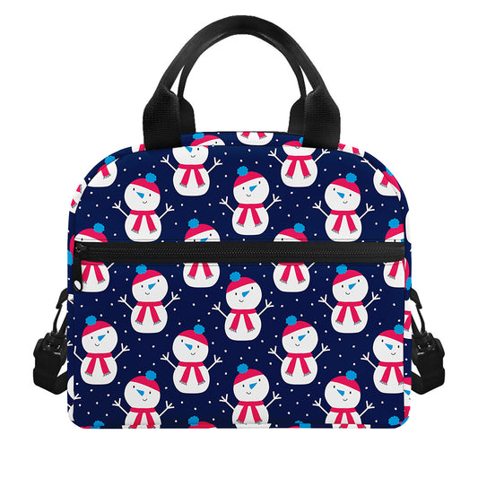 Cute Snowman Pattern Print Insulated Lunch Bag