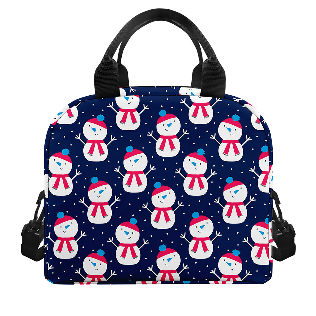 Cute Snowman Pattern Print Insulated Lunch Bag