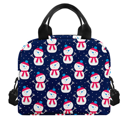 Cute Snowman Pattern Print Insulated Lunch Bag