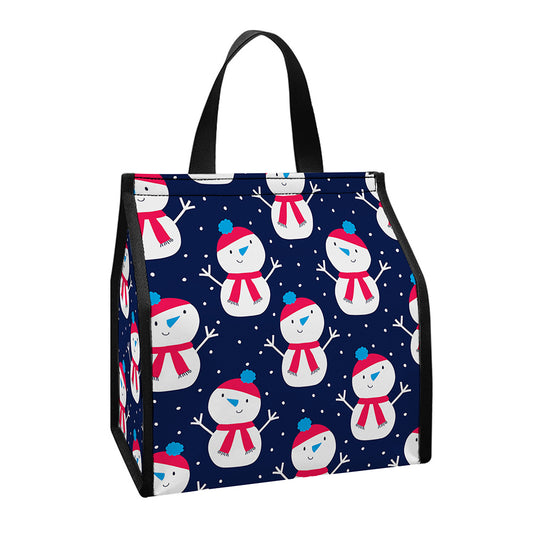 Cute Snowman Pattern Print Insulated Lunch Tote