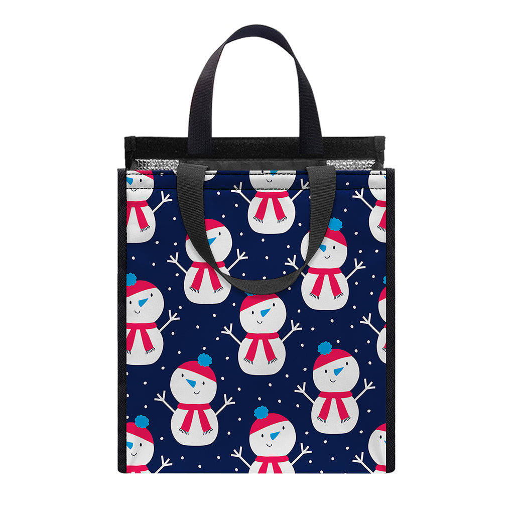 Cute Snowman Pattern Print Insulated Lunch Tote