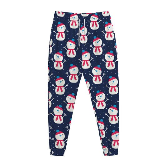 Cute Snowman Pattern Print Jogger Pants