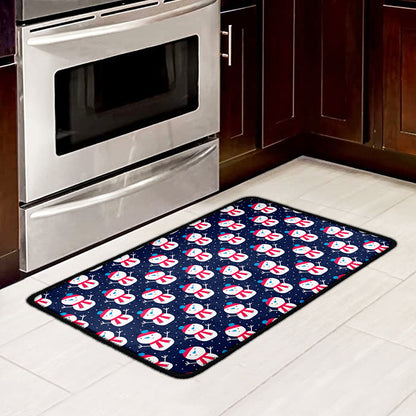 Cute Snowman Pattern Print Kitchen Mat