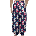 Cute Snowman Pattern Print Lantern Pants
