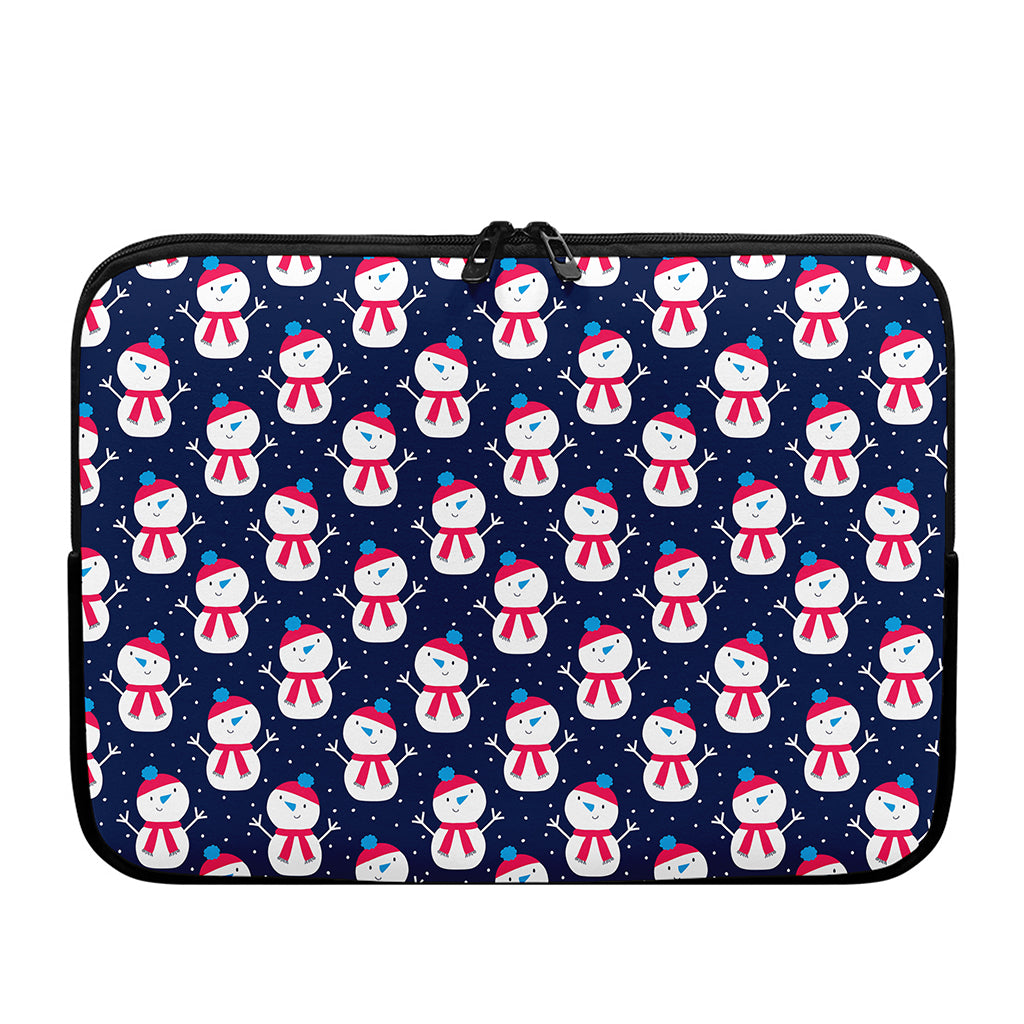 Cute Snowman Pattern Print Laptop Sleeve