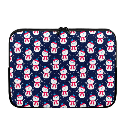 Cute Snowman Pattern Print Laptop Sleeve