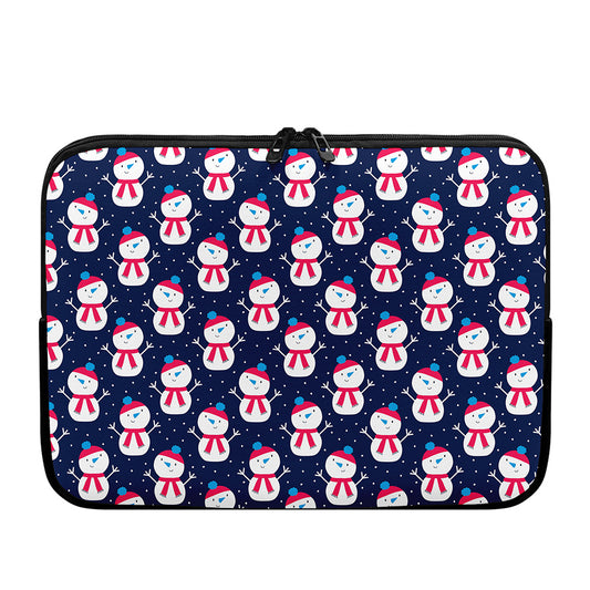 Cute Snowman Pattern Print Laptop Sleeve
