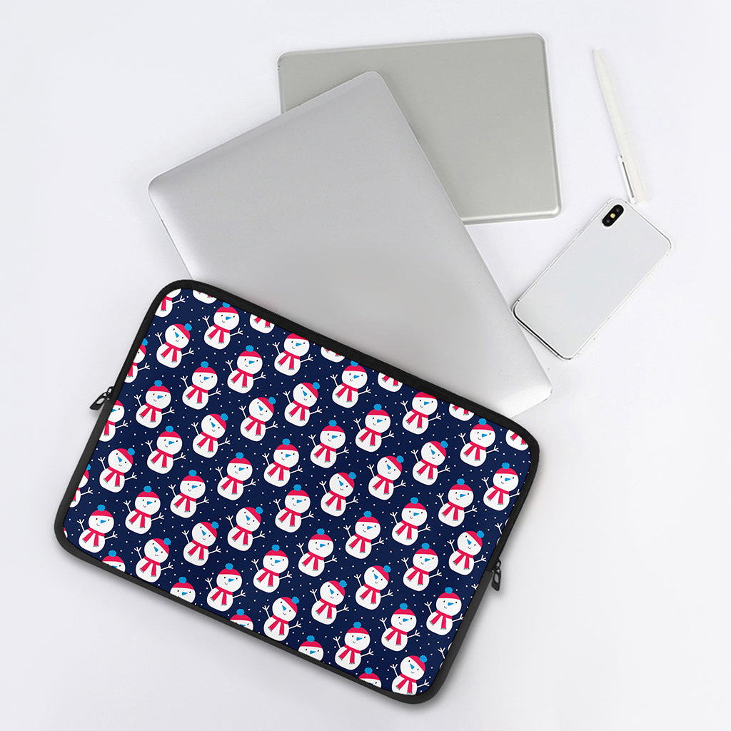 Cute Snowman Pattern Print Laptop Sleeve