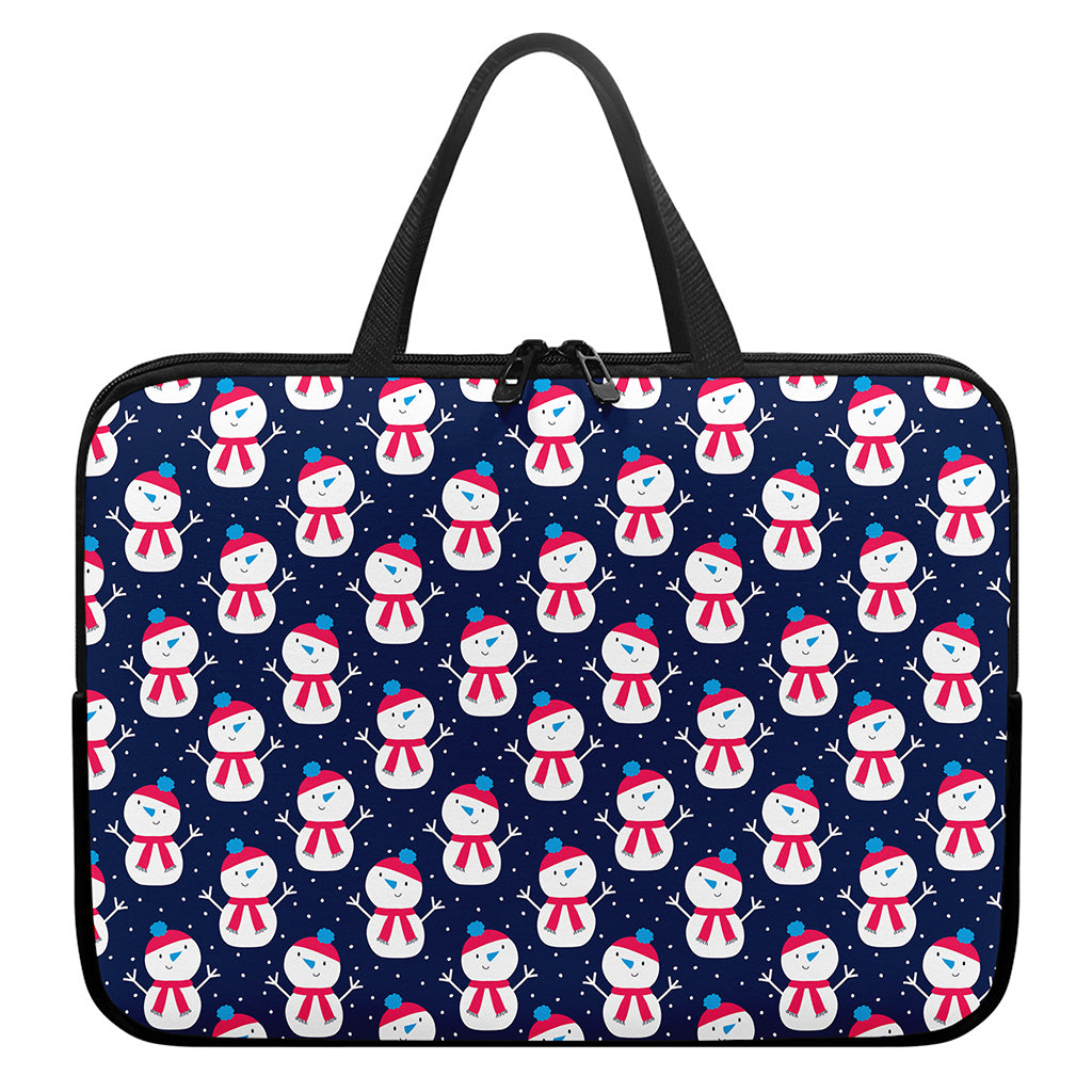 Cute Snowman Pattern Print Laptop Sleeve With Handle