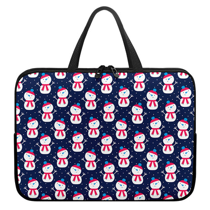 Cute Snowman Pattern Print Laptop Sleeve With Handle