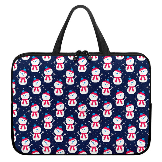 Cute Snowman Pattern Print Laptop Sleeve With Handle
