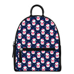Cute Snowman Pattern Print Leather Backpack