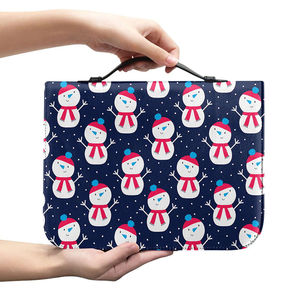 Cute Snowman Pattern Print Leather Bible Cover