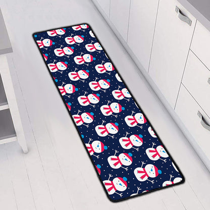 Cute Snowman Pattern Print Long Kitchen Mat