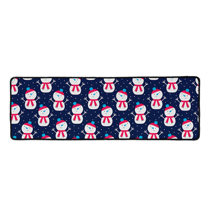 Cute Snowman Pattern Print Long Kitchen Mat