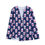 Cute Snowman Pattern Print Long Sleeve Short Coat