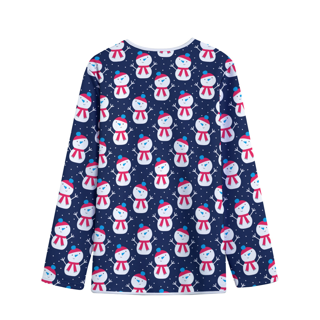 Cute Snowman Pattern Print Long Sleeve Short Coat