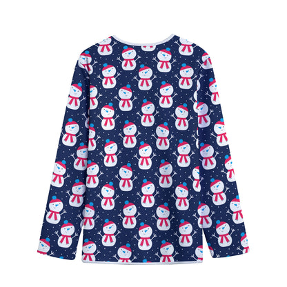 Cute Snowman Pattern Print Long Sleeve Short Coat