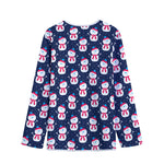 Cute Snowman Pattern Print Long Sleeve Short Coat