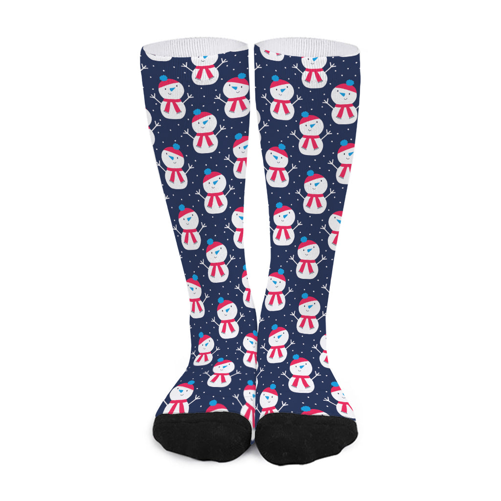 Cute Snowman Pattern Print Long Socks