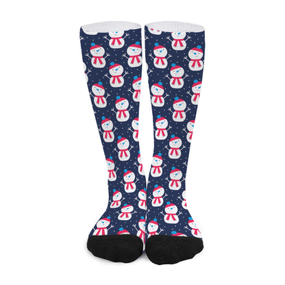 Cute Snowman Pattern Print Long Socks