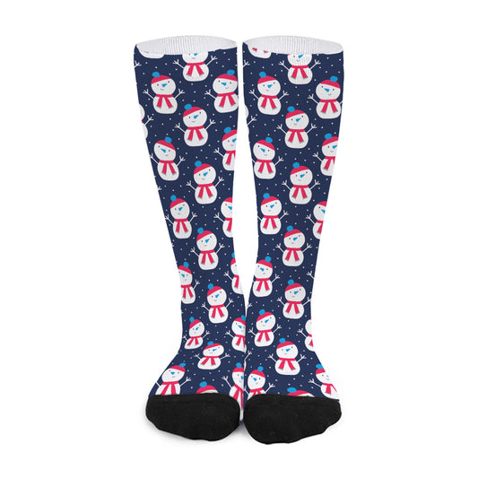 Cute Snowman Pattern Print Long Socks