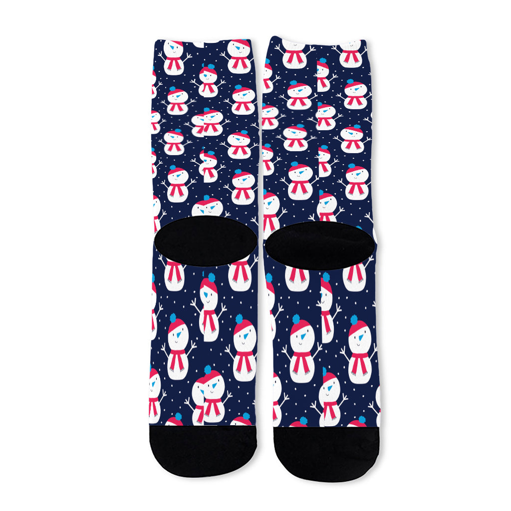 Cute Snowman Pattern Print Long Socks