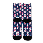 Cute Snowman Pattern Print Long Socks