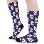 Cute Snowman Pattern Print Long Socks