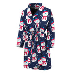 Cute Snowman Pattern Print Men's Bathrobe