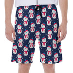Cute Snowman Pattern Print Men's Beach Shorts