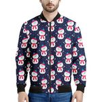 Cute Snowman Pattern Print Men's Bomber Jacket