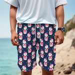 Cute Snowman Pattern Print Men's Cargo Shorts