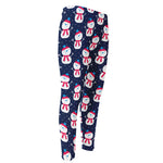 Cute Snowman Pattern Print Men's Compression Pants