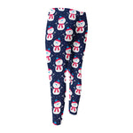 Cute Snowman Pattern Print Men's Compression Pants