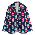 Cute Snowman Pattern Print Men's Cotton Blazer