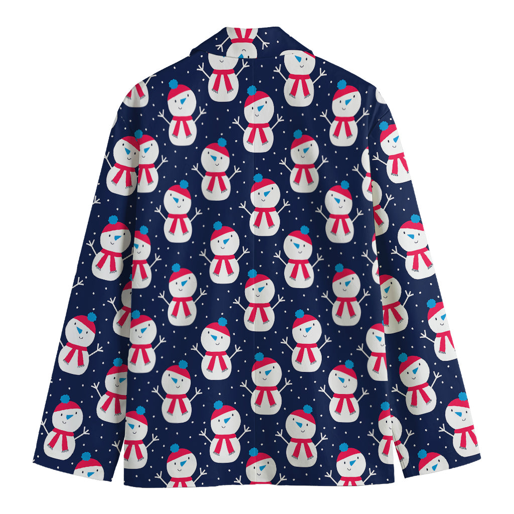 Cute Snowman Pattern Print Men's Cotton Blazer