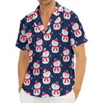 Cute Snowman Pattern Print Men's Deep V-Neck Shirt